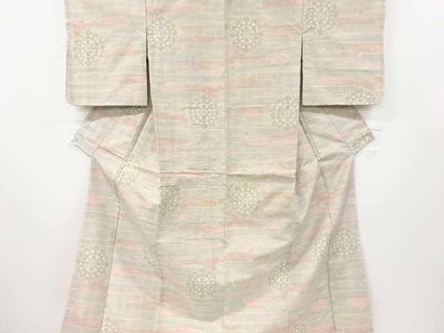 JAPANESE KIMONO / ANTIQUE KIMONO / SILK / TOKAMACHI TSUMUGI / WOVEN FLORAL CREST